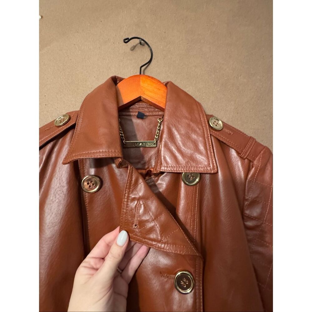 IMAN Leather Coat Tie Waist - Picture 8 of 15